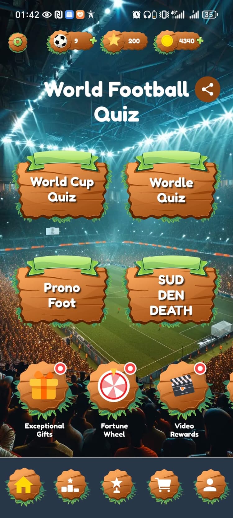 World Football Quiz Main Screen